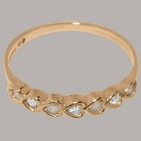 Британски направени 18k розово злато естествен диамант и опал женски пръстен за вечност - Опции за размер - размер 5