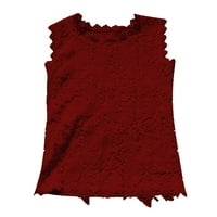 Върхове за дамски кръгло деколте солидна блуза без ръкави Red L