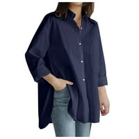 drpgunly ризи за жени плюс размер солиден джобен разхлабена блуза ежедневен бутон с дълъг ръкав риза от най -добър флот xl