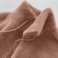 Женско зимно размито яке от руно извънгабаритна яка цип на шерпа връхни дрехи меки удобни топли пухкави палта с джобове