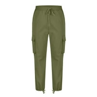Ploknplq женски панталони работят панталони за жени дамски джобни ежедневни панталони теглене на външни товарни панталони Панталони Панталони жени Зелени 3XL
