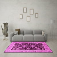 Ahgly Company Indoor Round Oriental Pink Traditional Area Rugs, 4 'Round
