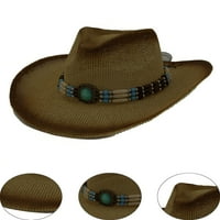 Мъжки и женски тъкани слама каубойска шапка класически скотовъд, хаки