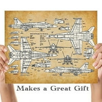 - Hornet Art Print - безкрайна патентна печат - страхотен декор или подарък за морско и военноморски пилоти