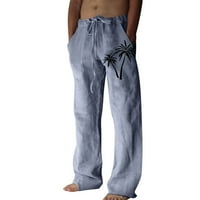 Qxutpo мъжки панталони ежедневни отпечатани джобни дантели в голям размер панталони