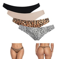 Beautyin Women's Leopard Tanga Pinties Nylon Thong Sturblet Pack