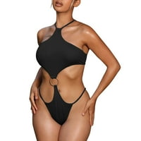 Задайте плажен цвят бикини жени бански костюми твърди плувен костюм един бански костюми бански костюми черни бикини