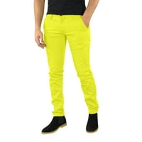 Товарни панталони Labakihah за мъже мъжки ежедневен бизнес солидни тънки панталони цип муха джобни панталони панталони жълт xl