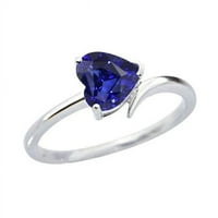 1. CT Gold Solitaire Heart Natural Blue Split Shank Sapphire Ring, размер 6.5