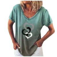 Fragarn женски върхове v-образно отпечатано отпечатано слънчогледов слънчогледов пуловер тениска