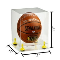 Ясен акрилен баскетболен калъф с пълен размер с жълти щрангове и ясна основа