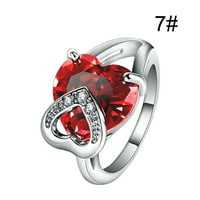 Xiangdd Сърце във формата на сърце диамант Цвят Gemstone Циркон Микро настройка Пръстен Бижута Предложение за рожден ден Подарък Булчински годежен парти пръстен