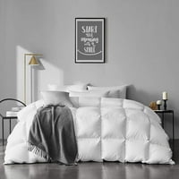 Queen Size Feather Down Comforter - Ultra Soft All Seasons Органично памучно перо надолу Dovet Вмъкване на средно топло ватирано легло Утешител с ъглови раздели