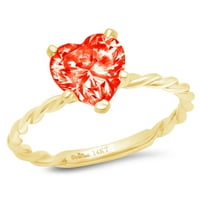 2.0ct сърце нарязано червено симулиран диамант 18k жълто злато годишнина годежен пръстен размер 10.25