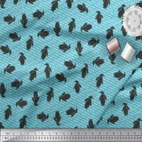 Soimoi Blue Cotton Voile Fabric Penguin Ocean Print Шиеща тъкан двор двор