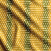 Soimoi Animal Skin Print, памучен руно, плат от двора, шиещ се DIY Stretch Fabric Wide, Warmfabric за шапки, палта, ръкавици, одеяла, жълто и зелено