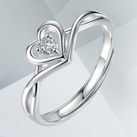 Sterling Open Heart Ring Регулируем преди ангажимент на пръстена обещание пръстен за жени аксесоар