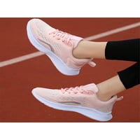 Дами маратонки дантела за бягащи обувки спортни обучители Slip устойчиви мрежести ходещи обувки жени тренировка Леко светло розово 7 розово 7