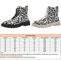Kesitin Women Fashion Round Toe Combat Boot Walking Slip устойчиви ботуши на глезена Lug Sole Кратка ботуйна леопард печат черно 7.5