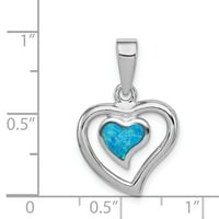 Красиво сребро на стерлинги създаде синьо опал инкрустично сърце висулка