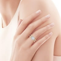Остин - Moissanite Princess Cut Lab Diamond годежен пръстен с Criss Cross Pavã © Band