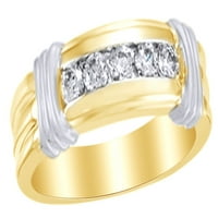 Белият естествен диамантен лентен пръстен в 14k жълто злато