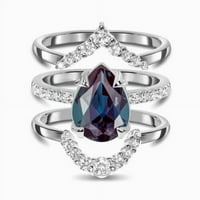 Подарък за мама Александъртна пръстен сватбен пръстен Овален разрез Промяна на скъпоценен камък пръстен стерлинги сребърен пръстен юни роден камък пръстен подарък за любов