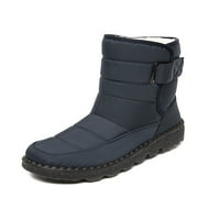 Lumento Snow Boots for Women Mid Calf Водоустойчив багажник памук облицована глезена Bootie Casual Winter Shoes Shiping Lightweight Comfort Booties Blue 5.5