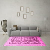 Ahgly Company Indoor Rectangle Oriental Pink Traditional Area Rugs, 6 '9'