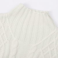 Sequin Crop Sweater Женски есен и зима редовен костенурка с дълъг ръкав с дълги ръкави пуловер пуловер Изрязани дамски пуловери акрилни бели L