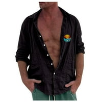 Дизайнер на продавача на FOPP пролет лято мъжки ежедневни памучни памучни плътни цветни ризи с дълъг ръкав разхлабени ризи черни l