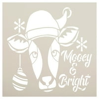 Mooey & Bright шаблон от Studior - Select Size - USA Made - Коледна крава глава с шапка на Дядо Коледа - занаят и боя DIY Holiday Farmhouse Home Decor - Stcl