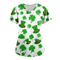 Umitay Women's Fashion V-Neck Workwear Workwear With Pockets St. Patrick Day Printed Tops Blouses for Women