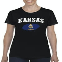 Нормално е скучно - дамска тениска с къс ръкав, до женски размер 3XL - флаг на Канзас