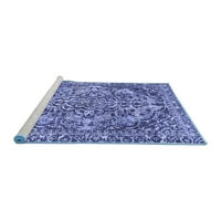 Ahgly Company Machine Pashable Indoor Square Abstract Blue Modern Area Cugs, 7 'квадрат