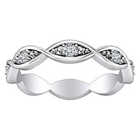 0. Карат кръгла форма бяла естествена диамант вечна сватбена лента пръстен в 14K твърд бял златен пръстен размер-9.5