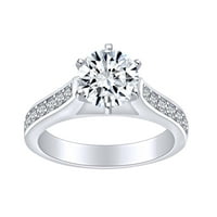 Карат кръгла форма бяла естествена диамантен пасианс годежен пръстен в 14K твърд бял златен пръстен размер-8.5