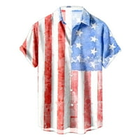 Ризи за мъже огласяват американски флаг Патриотични ризи за 4 юли Мъжки копчета с къс ръкав надолу