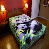 Плюшното хвърляне на одеяло - Panda Retreat - Queen Bed 79 95 - Специално издание FAU FAU CUNTER за легла, диван, диван, пикник, къмпинг
