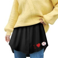 Самостоятелна самостоятелна пола с пуловер с риза, подредена с дъна, отпечатана пола допълнителна пола с дълъг лег