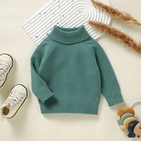 Момчета момичета печат пуловер суичъри Бебешки пуловери плетка кабел Turtleneck Меко топло дете с висока яка Детски пуловер за 0- месеца