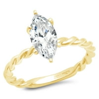 2. CT Marquise Cut Clear симулиран диамант 18k Жълто злато гравиране изявление годишнина Ангажимент Сватбена пасианс Размер на пръстена 3.5