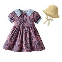 Деца малко дете бебе момичета пролет лято флорален памук късо ръкав принцеса рокля дрехи рокли на годините момичета