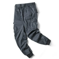 Мъжки тактически товарни панталони от Ripstop твърд цвят с много джоба леки туристически панталони Панталони на открито облекло сив размер s