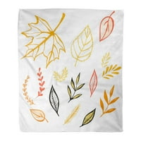 Хвърлете одеяло топло уютен печат фланелен оранжев модел есен от листа бяло жълто абстрактно удобно меко за диван и диван