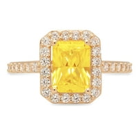 2.07ct изумруден режещ жълт симулиран диамант 14k жълто злато годишнина ангажимент за годеж.
