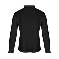 Ризи за копче за мъже плюс размер мода 3d лъв за печат с дълъг ръкав Turndown яка тениски за свободното време стилна тренировка топ блуза черно l