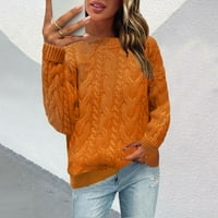 Пуловер пуловери за жени пуловер с пуловер с твърд цвят кръгла шия с дълъг ръкав пуловер ежедневен пуловер