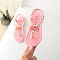 Бебешки обувки Лято малко дете деца деца бебе момичета Bowknot Pearl Preel Princess Thong Sandals Shoes Chmora