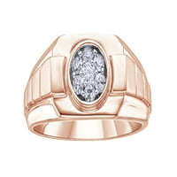 Бял естествен диамантен моден пръстен в 10k розово злато